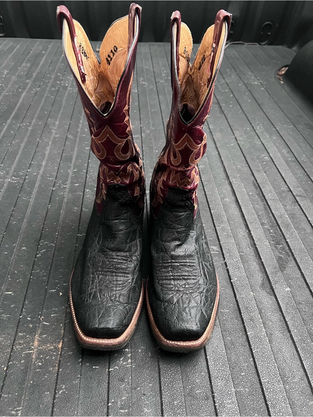 Rios of Mercedes Black Foot with Burgundy Shaft Western Boots